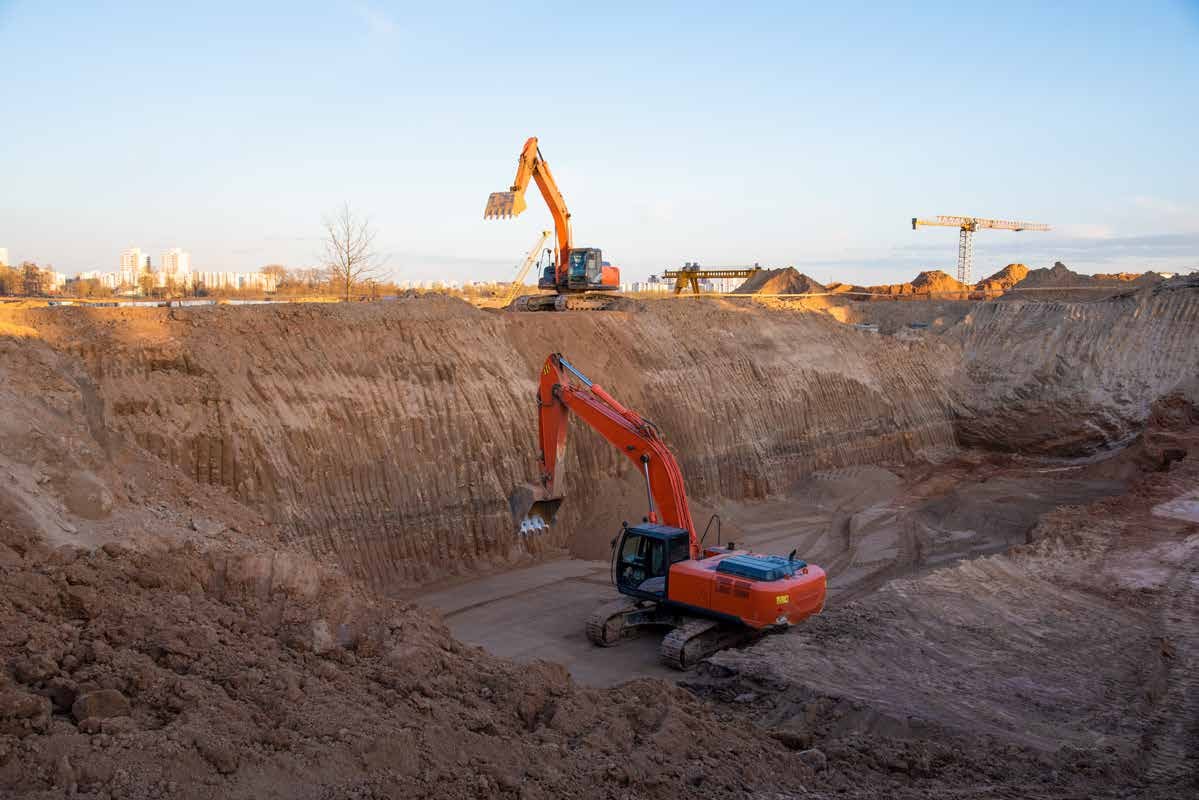 Earthworks site with heavy equipment
